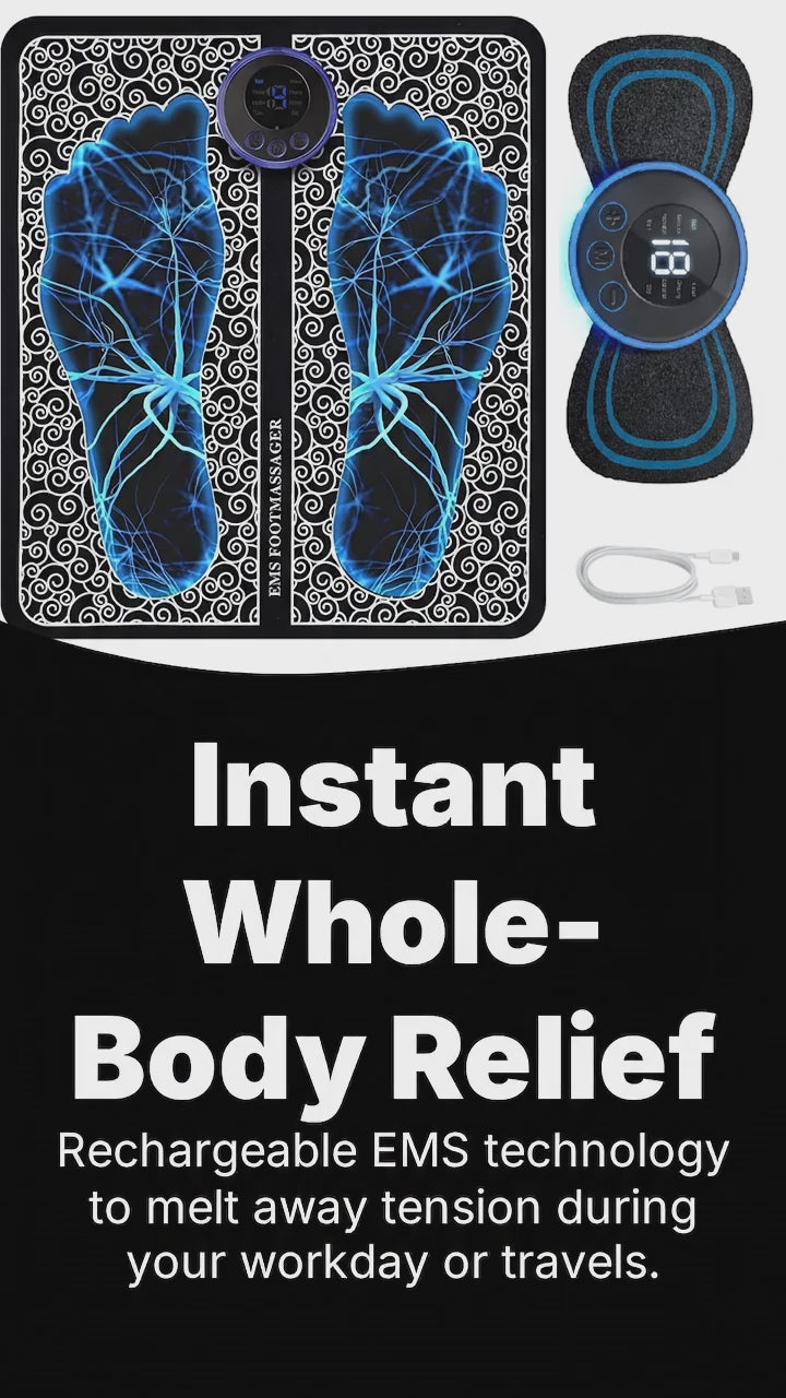 Massage Combo Kit - Automatic  Wireless Foot And Body Massager Pain Relief Electric EMS Massage Rechargeable Portable Folding Machine